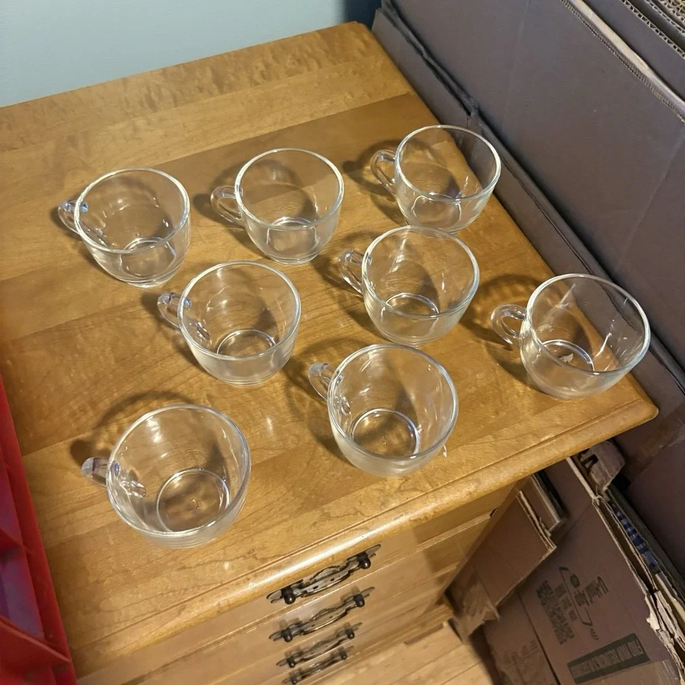 Vintage Set of 8 Federal Clear Glass Coffee/Punch Cups F Shield Hallmark 6oz